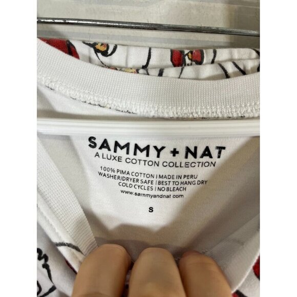 Sammy Nat Pajama Set Kid S White Crew Red Santa Christmas Festive Holiday Pima - Picture 10 of 11